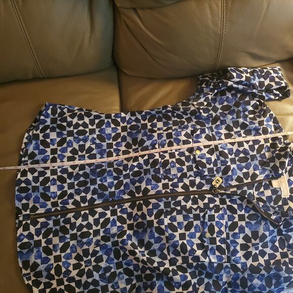 MICHAEL Michael Kors Blue White Abstract Print Full Zip Light Jacket Collared S - Picture 13 of 13